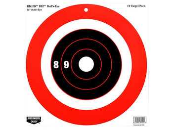 Birchwood Casey 37211 Rigid DH Bullseye Tagboard Hanging 12" x 12" Black/Orange 10 Pk