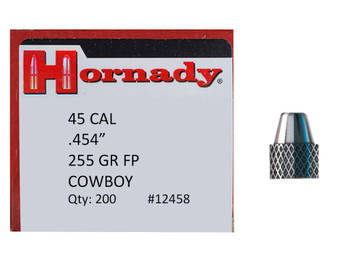 Hornady 12458 Frontier Lead 45 Cal .454 255 gr Flat Point Cowboy 200 Per Box/ 8 Case