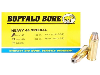Buffalo Bore Ammunition 14A20 Heavy Strictly Business 44S&W Spl 180gr Jacket Hollow Point 20 Per Box/12 Case