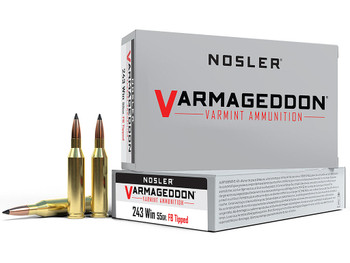 Nosler 65165 Varmageddon 243Win 55gr Flat Base Tipped 20 Per Box/10 Case