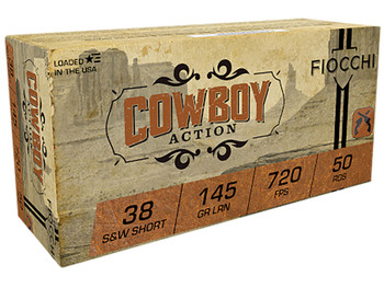 Fiocchi 38SWSHL Cowboy Action 38S&WShort 145gr Lead Round Nose 50 Per Box/20 Case