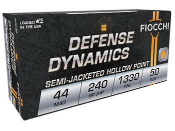 Fiocchi 44D500 Defense Dynamics 44RemMag 240gr Jacketed Hollow Point 50 Per Box/10 Case