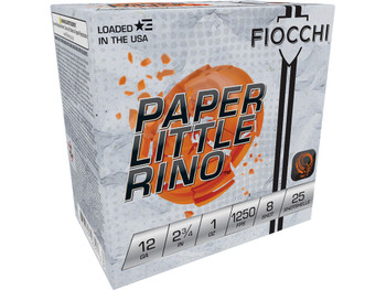 Fiocchi 12FPTX8 Paper Little Rino Extrema 12Gauge 2.75" 1oz 8Shot 25 Per Box/10 Case