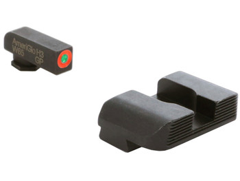 AmeriGlo GL434 Protector Sight Set for Glock Green Tritium Orange Outline Front Sight-Black Serrated Rear Sight