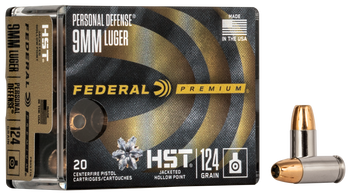 Federal P9HST1S Premium Personal Defense 9mmLuger 124gr HST Jacketed Hollow Point 20 Per Box/10 Case                                                                                                    