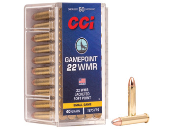 CCI 0022 Gamepoint Rimfire 22WMR 40gr Jacketed Soft Point 50 Per Box/40 Case