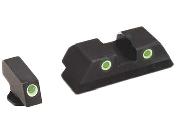 AmeriGlo GL119 Classic Tritium Sight Set for Glock Green Tritium White Outline Front Sight-Green Tritium White Outline Rear Sight
