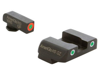 AmeriGlo GL241 Custom Classic Sight Set for Glock Green Tritium Orange Outline Front Sight-Green Tritium White Outline Rear Sight