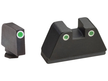 AmeriGlo GL329 Optic Compatible Sight Set for Glock XL Tall Green Tritium White Outline Front Sight-Green Tritium White Outline Rear Sight