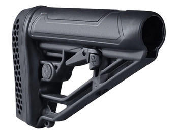 ADAPTIVE TACTICAL AT02012 EX Performance Adj. Black Synthetic M4 Style, Vented Rubber Butt Pad, Swivel Stud, Fits AR-Platform (Mil-Spec Buffer Tubes)