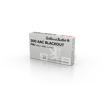 Sellier & Bellot Tactical Hyper Velocity Centerfire Ammunition, 300 Blackout, Full Metal Jacket, 147 Grain - 20 Cartridge Box ( 20 / 1 )