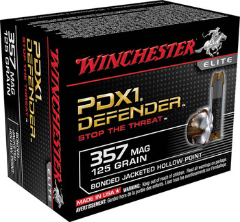Winchester PDX1 Defender High Velocity Centerfire Ammunition, 357 Magnum, Bonded Jacket Hollow Point, 125 Grain - 20 Cartridge Box ( 20 / 1 )