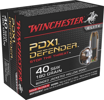 Winchester PDX1 Defender Standard Velocity Centerfire Ammunition, 40 Smith & Wesson, Bonded Jacket Hollow Point, 180 Grain - 20 Cartridge Box ( 20 / 1 )