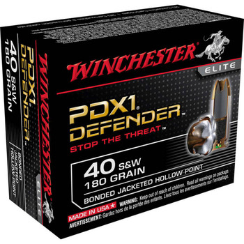 Winchester PDX1 Defender Standard Velocity Centerfire Ammunition, 40 Smith & Wesson, Bonded Jacket Hollow Point, 180 Grain - 20 Cartridge Box ( 20 / 1 )