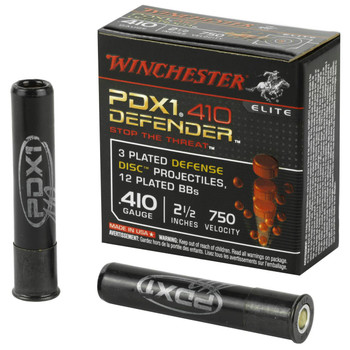 Winchester Defender PDX1 410 Bore Shotshell Ammunition, 2 1/2 Inch, 750 FPS, 1/4 Ounce, 3 Disk/12 BB Blend Shot - 10 Cartridge Box ( 10 / 1 )