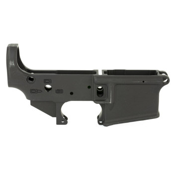 Spikes STLS019 Spider Stripped Lower Receiver with Billet Markings MultiCaliber 7075T6 Aluminum Black Anodized for AR15 UPC: 855319005044