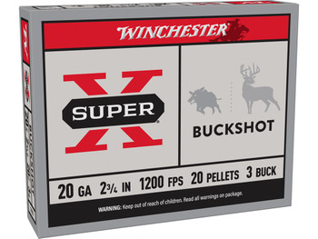 Winchester Ammo XB203 Super X 20Gauge 2.75" 20Pellets 3Buck Shot 5 Per Box/50 Case