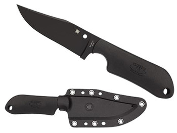 Spyderco FB15PBBK Street Beat 3.51" Fixed Bowie Plain Black DLC VG-10 SS Blade/Black Textured FRN Handle