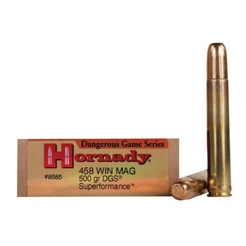 Hornady Dangerous Game Hyper Velocity Centerfire Ammunition, 458 Win Mag, Dangerous Game Solid, 500 Grain - 20 Cartridge Box ( 20 / 1 )