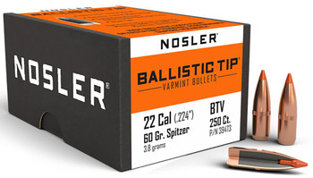 Nosler 39473 Ballistic Tip  .22 Cal .224 60 gr Ballistic Tip Varmint 250 Per Box UPC: 054041394734