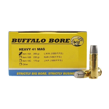 Buffalo Bore Ammunition 16A20 Heavy Strictly Business 41 Rem Mag 265 gr Hard Cast Lead 20 Per Box 12 UPC: 651815016214