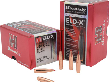 Hornady 27356 ELD-X 270 Cal .277 145 gr Extremely Low Drag eXpanding 100 Per Box/ 15 Case