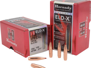 Hornady 27356 ELD-X 270 Cal .277 145 gr Extremely Low Drag eXpanding 100 Per Box/ 15 Case