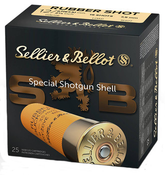 Sellier & Bellot Rubber Buckshot 12 Gauge Shotshell Ammunition, 2 3/4 Inch, 1476 FPS, 1 1/5 Ounce, #7 1/2 Shot - 25 Cartridge Box ( 25 / 1 )