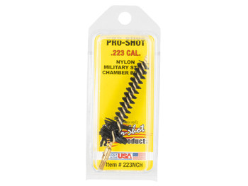 Pro-Shot 223NCH Chamber Brush Military Style 223 Rem/5.56x45mm NATO AR Platform #8-32 Thread Nylon Bristles Brass Core