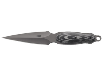 CRKT 2075 Shrill 4.77" Fixed Plain Dual-Edge Gray TiN 8Cr13MoV SS Blade/ Black/Gray SS w/Resin Fiber Overlay Handle Includes Sheath