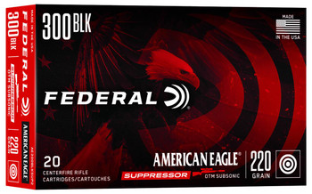 Federal American Eagle Subsonic Centerfire Ammunition, 300 Blackout, Open Tip Match, 220 Grain - 20 Cartridge Box ( 20 / 1 )