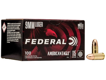 Federal AE9DP100 American Eagle Handgun 9mmLuger 115gr Full Metal Jacket 100 Per Box/5 Case