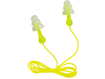 Peltor 97317 Tri-Flange Reusable Earplugs Polymer 26 dB In The Ear Yellow Buds with Yellow Cord Adult 3 Pair