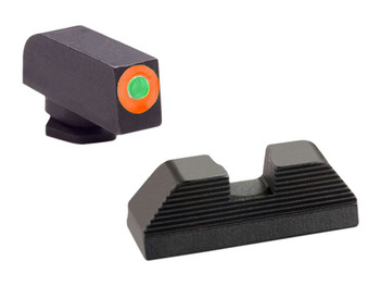 AmeriGlo GL436 Protector Sight Set for Glock Green Tritium Orange Outline Front Sight-Black Serrated Rear Sight