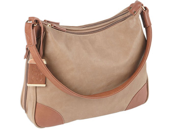 Bulldog BDP014 Hobo Purse w/Holster Taupe w/Tan Trim Leather for Small Autos & Revolvers Ambidextrous Hand