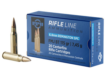 PPU PP68F Standard Rifle 6.8mmRemSPC 115gr Full Metal Jacket Boat Tail 20 Per Box/50 Case