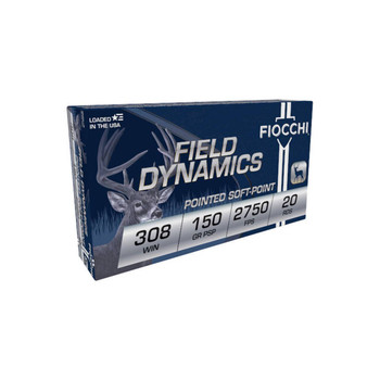 Fiocchi Field Dynamics Hyper Velocity Centerfire Ammunition, 308 Winchester, Pointed Soft Point, 150 Grain - 20 Cartridge Box ( 20 / 1 )