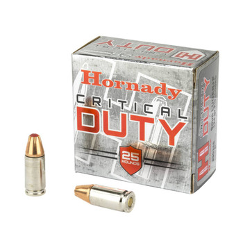 Hornady Critical Duty Standard Velocity Centerfire Ammunition, 9mm Luger, Hornady FlexLock, 124 Grain - 25 Cartridge Box ( 25 / 1 )