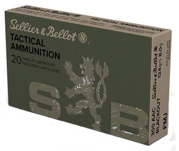 Sellier & Bellot Tactical Hyper Velocity Centerfire Ammunition, 300 Blackout, Full Metal Jacket, 124 Grain - 20 Cartridge Box ( 20 / 1 )