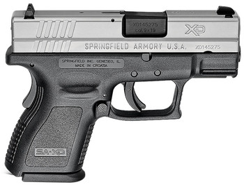 Springfield Armory XD9821 XD CA Compliant SubCompact Frame 9mm Luger 101 3 Black Melonite Steel Barrel Serrated Stainless Steel Slide Black Polymer Frame wPicatinny Rail UPC: 706397853457