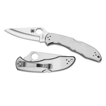 Spyderco C11P Delica 4  2.95 Folding Drop Point Plain VG10 SS Blade Stainless Steel Handle Includes Pocket Clip UPC: 716104004157