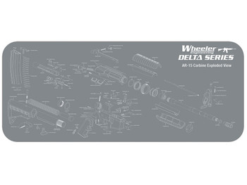 Wheeler 156824 AR-15 Maintenance Mat Delta Gray/White Neoprene Top w/Rubber Back 20"x47" AR-15 Parts Diagram