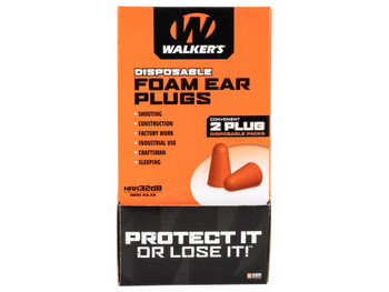 Walker's GWPFOAMPLUG Foam Ear Plugs Counter Display Disposable 32 dB Orange 100 Pair (200 Count)