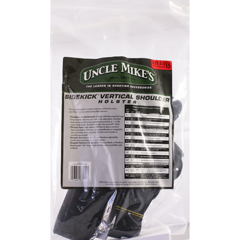 Uncle Mikes 83151 Sidekick Vertical Shoulder Holster Shoulder Size 15 Black Cordura Harness Fits Large SemiAuto Fits 3.754.50 Barrel Right Hand UPC: 043699831517