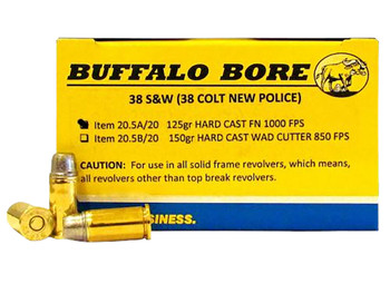 Buffalo Bore Ammunition 205A20 Personal Defense Strictly Business 38S&W 125gr Hard Cast Flat Nose 20 Per Box/12 Case
