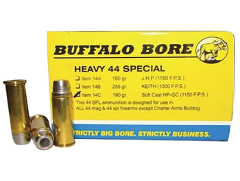 Buffalo Bore Ammunition 14C20 Heavy Strictly Business 44S&W Spl 190gr Soft Cast Hollow Point 20 Per Box/12 Case
