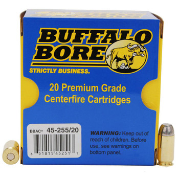 Buffalo Bore Ammunition 4525520 Outdoorsman Strictly Business 45 ACP P 255 gr Hard Cast Flat Nose 20 Per Box 12 UPC: 651815452517