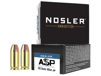 Nosler 51278 Assured Stopping Power Handgun 45ACP 185gr Jacketed Hollow Point 20 Per Box/20 Case