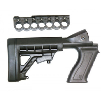 Archangel AA50088 Tactical Pistol Grip Stock  Black Synthetic 6 Position with Shell Holder for 12 Gauge Mossberg 500 590 Maverick 88 UPC: 708279012457