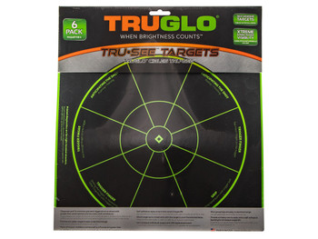 TruGlo TG15A6 Tru-See Handgun Diagnostic Self-Adhesive Heavy Paper Black/Green 12"x12" Bullseye 6 Pack